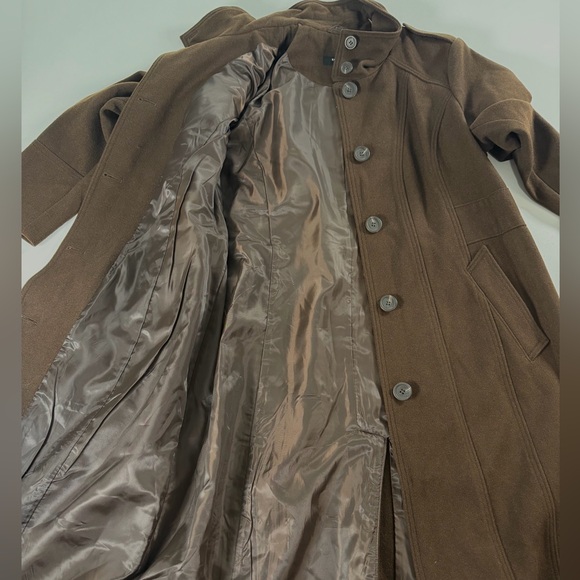 KENNETH COLE Wool Blended Trench Coat Chocolate Brown Size XL - Picture 5 of 9